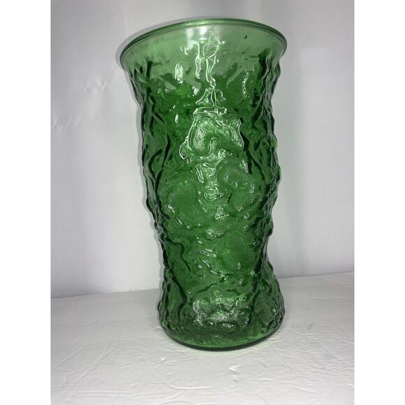 Oversized Green Crinkle Glass Vase vtg Large 11 inches Wavy Texture EO Brody HTF - Picture 15 of 16